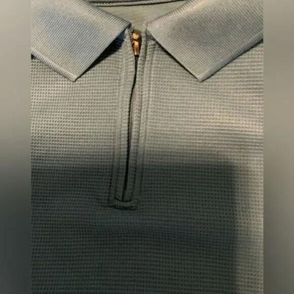 R&R Casual Men's Shirt Size Large Short Sleeves Half Front Zip Polo Top Blue - Picture 5 of 7